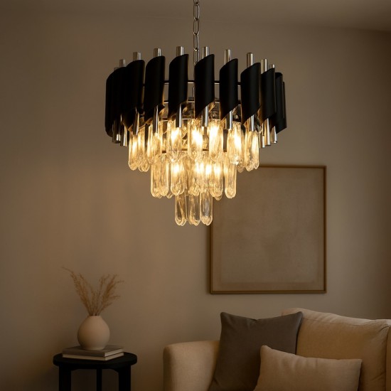 Κρυστάλλινο Πολύφωτο Cristal Chrome 5xE14 Μαύρο Χρώμιο
