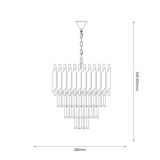 Κρυστάλλινο Πολύφωτο Cristal Chrome 5xE14 Μαύρο Χρώμιο