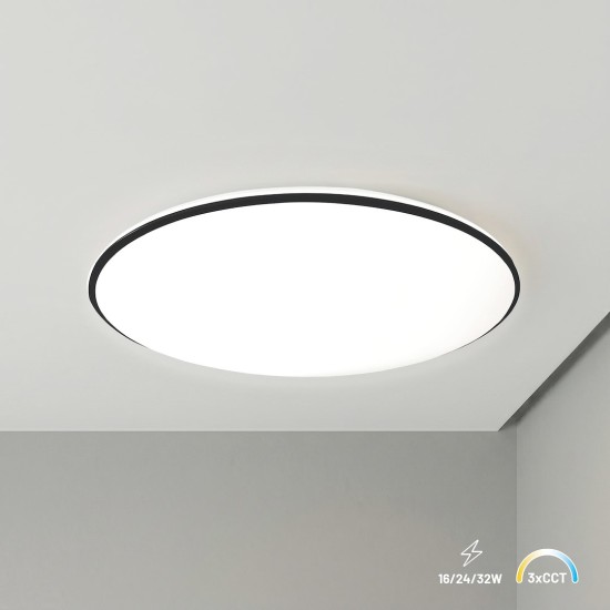 Πλαφονιέρα LED HUGO 16W/24W/32W 3CCT IP54 Μαύρη Ø37cm - Milagro ML2566 Πλαφονιέρα LED HUGO 16W/24W/32W 3CCT IP54 Μαύρη Ø37cm - Milagro ML2566