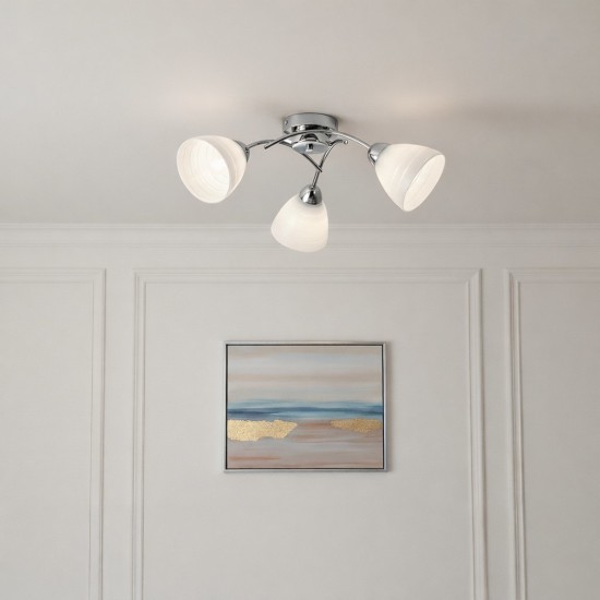 Τρίφωτο Φωτιστικό Οροφής Clara 3xE27 Ø58cm – Χρώμιο με Λευκά Γυαλιά Τρίφωτο Φωτιστικό Οροφής Clara 3xE27 Ø58cm – Χρώμιο με Λευκά Γυαλιά