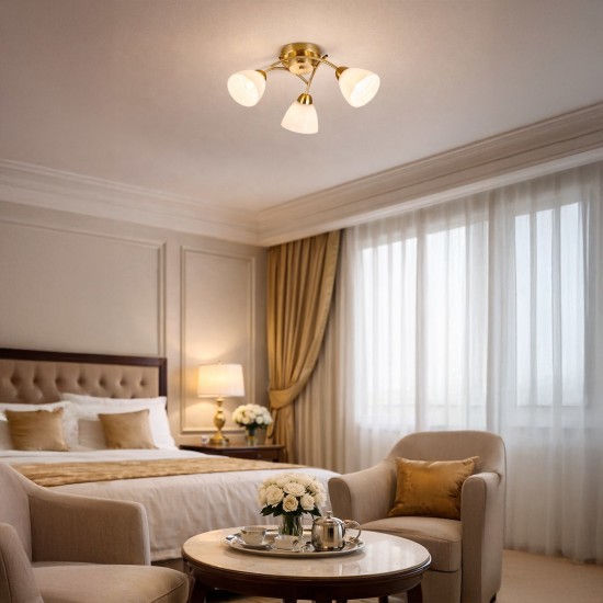 Πλαφονιέρα CLARA GOLD 3xE27 – Χρυσό με Γυαλί