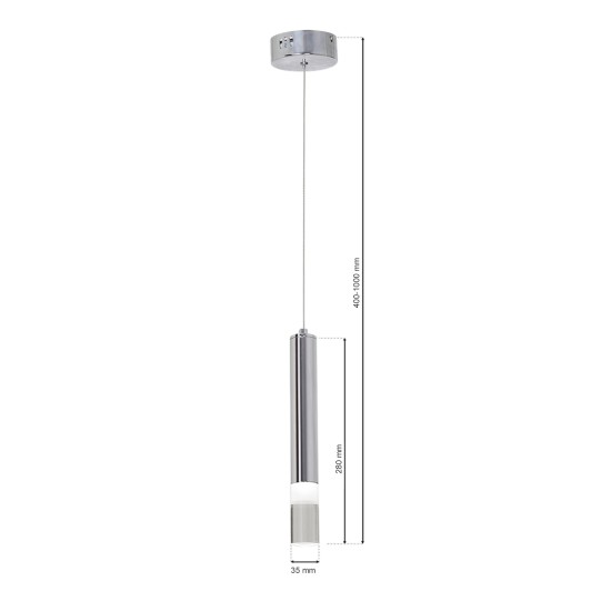 Κρεμαστό Φωτιστικό LED ICE 5W Χρώμιο 4000K