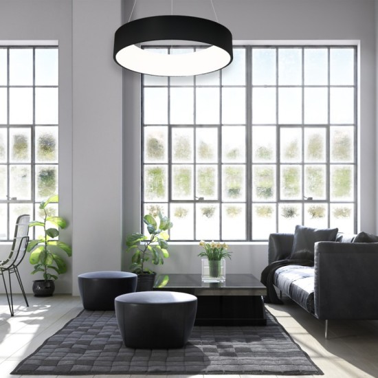 Κρεμαστό Φωτιστικό LED Ohio 40W Ø45cm CCT 3000K-6000K Μαύρο - Milagro ML6358