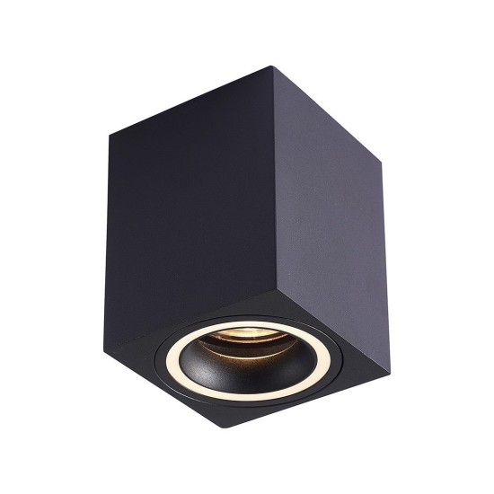 Επιφανειακό Σποτ Οροφής Bima Ring Square 1xGU10 8×8cm – Μαύρο