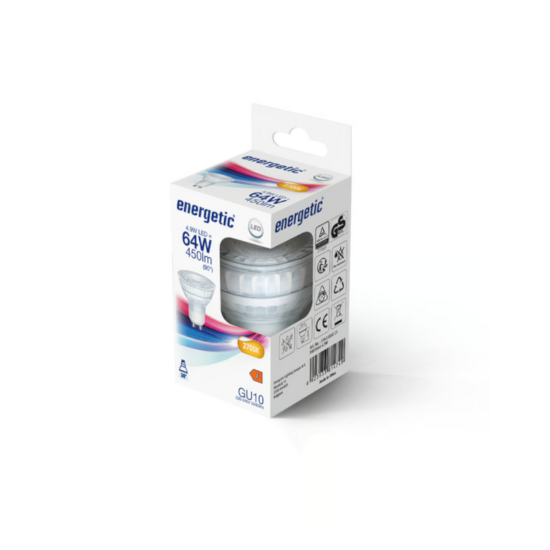 ΛΑΜΠΑ LED SMD MR16 GU10 GLASS 6,2W 2700K 220-240V 450lm 36° DIMMABLE ENERGETIC