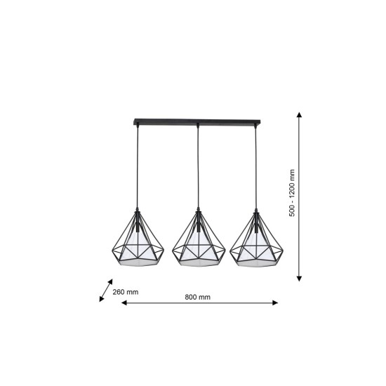 ΚΡΕΜΑΣΤΟ ΦΩΤΙΣΤΙΚΟ TRIANGOLO ΣΥΡΜΑ ΜΑΥΡΟ 3XE27