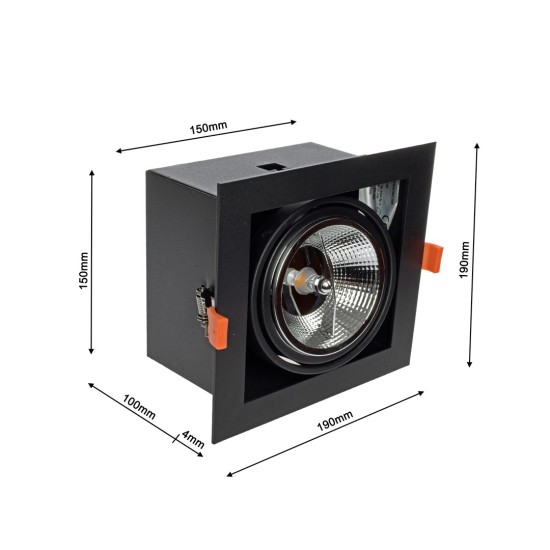 ΧΩΝΕΥΤΟ ΣΠΟΤ ΜΑΥΡΟ PLAZA ΤΕΤΡΑΓΩΝΟ 1XGU10 AR111 ΧΩΝΕΥΤΟ ΣΠΟΤ ΜΑΥΡΟ PLAZA ΤΕΤΡΑΓΩΝΟ 1XGU10 AR111