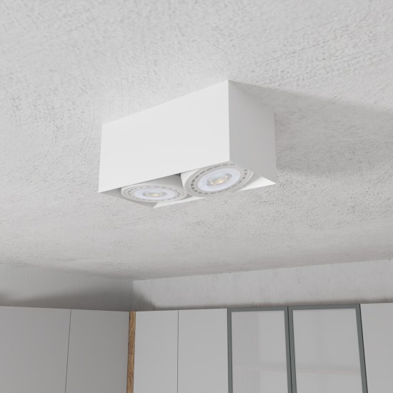 ΣΠΟΤ ΛΕΥΚΟ PLAZA ΟΡΘΩΓΩΝΙΟ 2XGU10 AR111 ΣΠΟΤ ΛΕΥΚΟ PLAZA ΟΡΘΩΓΩΝΙΟ 2XGU10 AR111