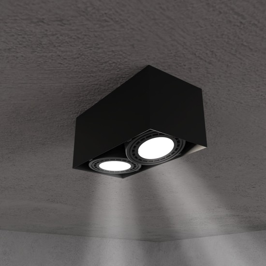 ΣΠΟΤ ΜΑΥΡΟ PLAZA ΟΡΘΩΓΩΝΙΟ 2XGU10 AR111 ΣΠΟΤ ΜΑΥΡΟ PLAZA ΟΡΘΩΓΩΝΙΟ 2XGU10 AR111