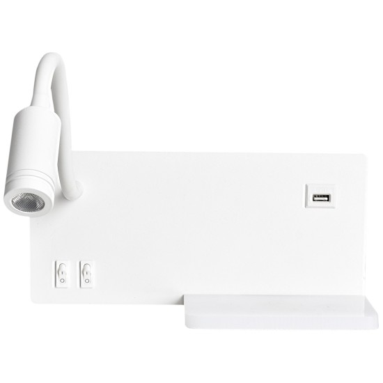 Απλίκα Ξενοδοχείου 4W+5W+2W+USB ΛΕΥΚΟ 4000Κ Απλίκα Ξενοδοχείου 4W+5W+2W+USB ΛΕΥΚΟ 4000Κ