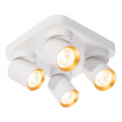 Προβολάκι  Οροφής Andy 4xGU10 Τετράγωνο Λευκό + Χρυσό