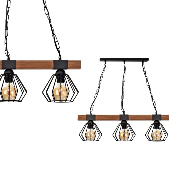 ΦΩΤΙΣΤΙΚΟ ΚΡΕΜΑΣΤΟ ULF ΜΑΥΡΟ/ΞΥΛΙΝΟ 3XE27