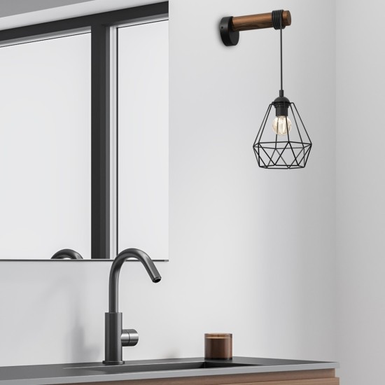 ΦΩΤΙΣΤΙΚΟ ΤΟΙΧΟΥ ACERO ΜΑΥΡΟ/ΞΥΛΙΝΟ 1XE27